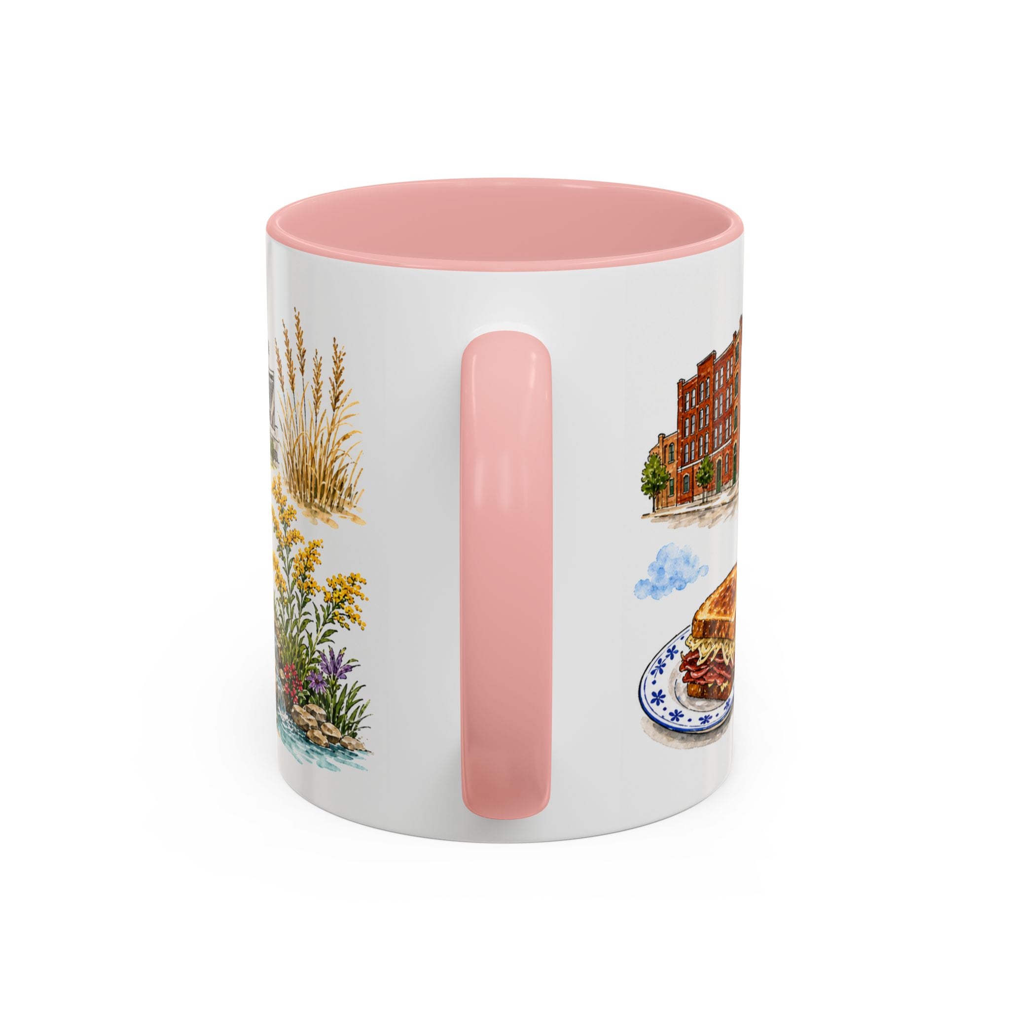 Lincoln Illustrated Travel Mug | City Souvenir Accent Coffee Mug | 11oz 15oz Ceramic Cup