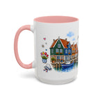 Volendam Illustrated Travel Mug | Netherlands Souvenir Accent Coffee Mug | 11oz 15oz Ceramic Cup