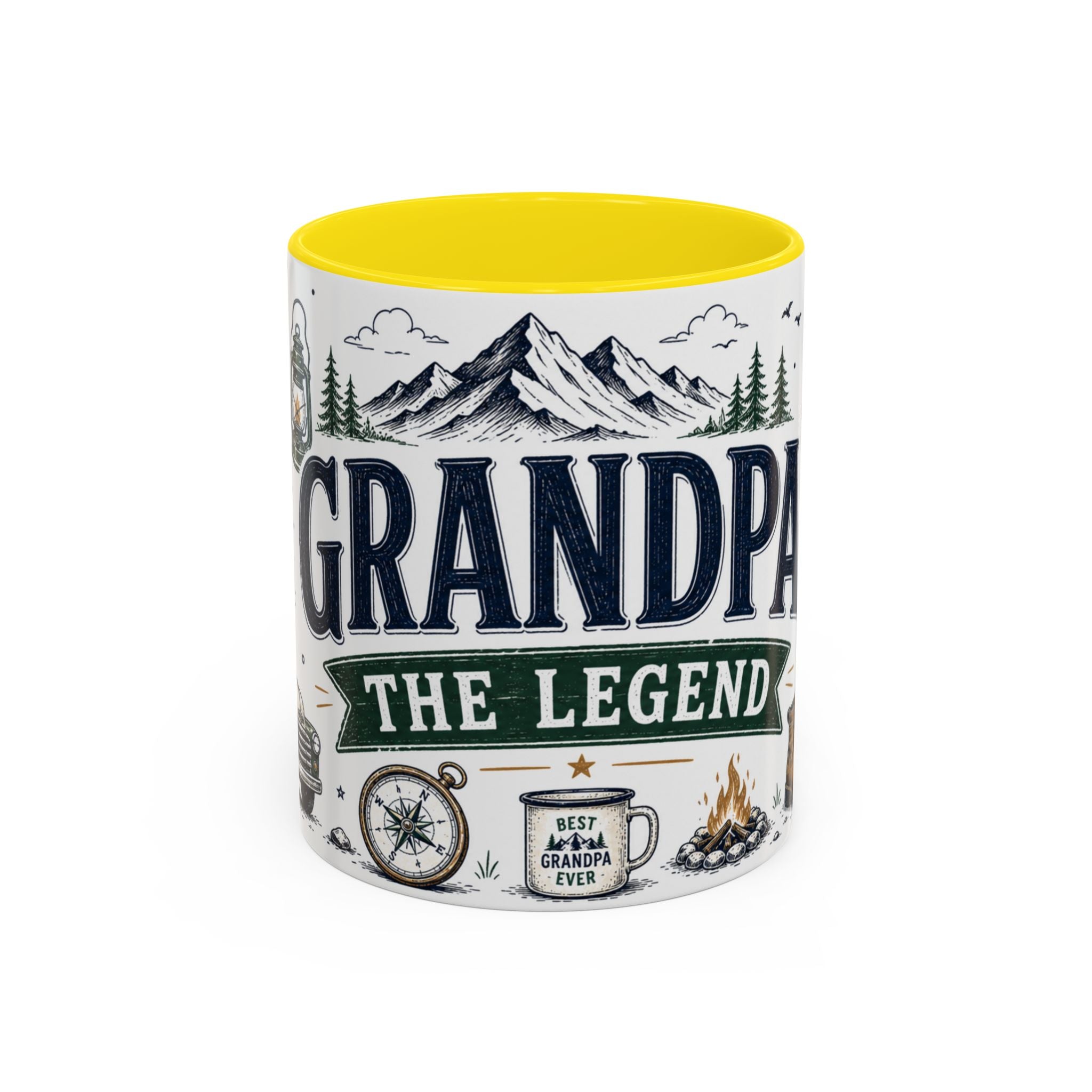 Grandpa The Legend Coffee Mug | Gift From Grandkids | Accent Color Ceramic 11oz 15oz
