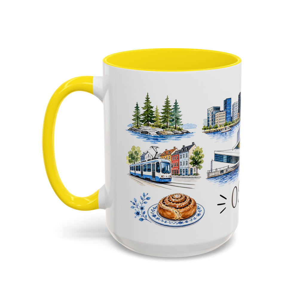 Oslo Illustrated Travel Mug | City Souvenir Accent Coffee Mug | 11oz 15oz Ceramic Cup