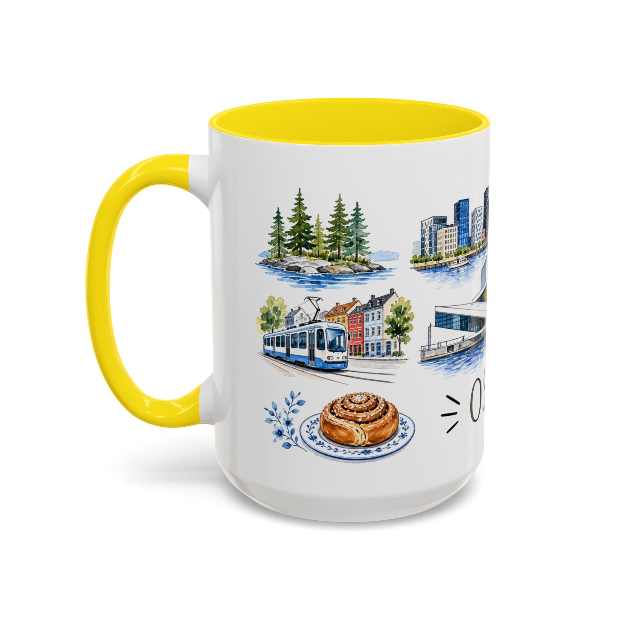 Oslo Illustrated Travel Mug | City Souvenir Accent Coffee Mug | 11oz 15oz Ceramic Cup