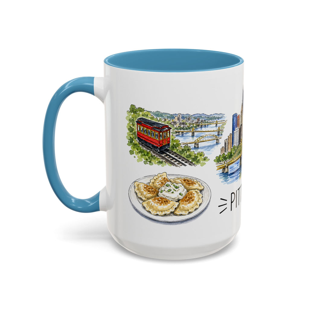 Pittsburgh Illustrated Travel Mug | City Souvenir Accent Coffee Mug | 11oz 15oz Ceramic Cup