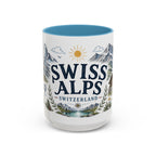 Swiss Alps Coffee Mug | Travel Destination Souvenir Gift | Accent Color Ceramic 11oz 15oz