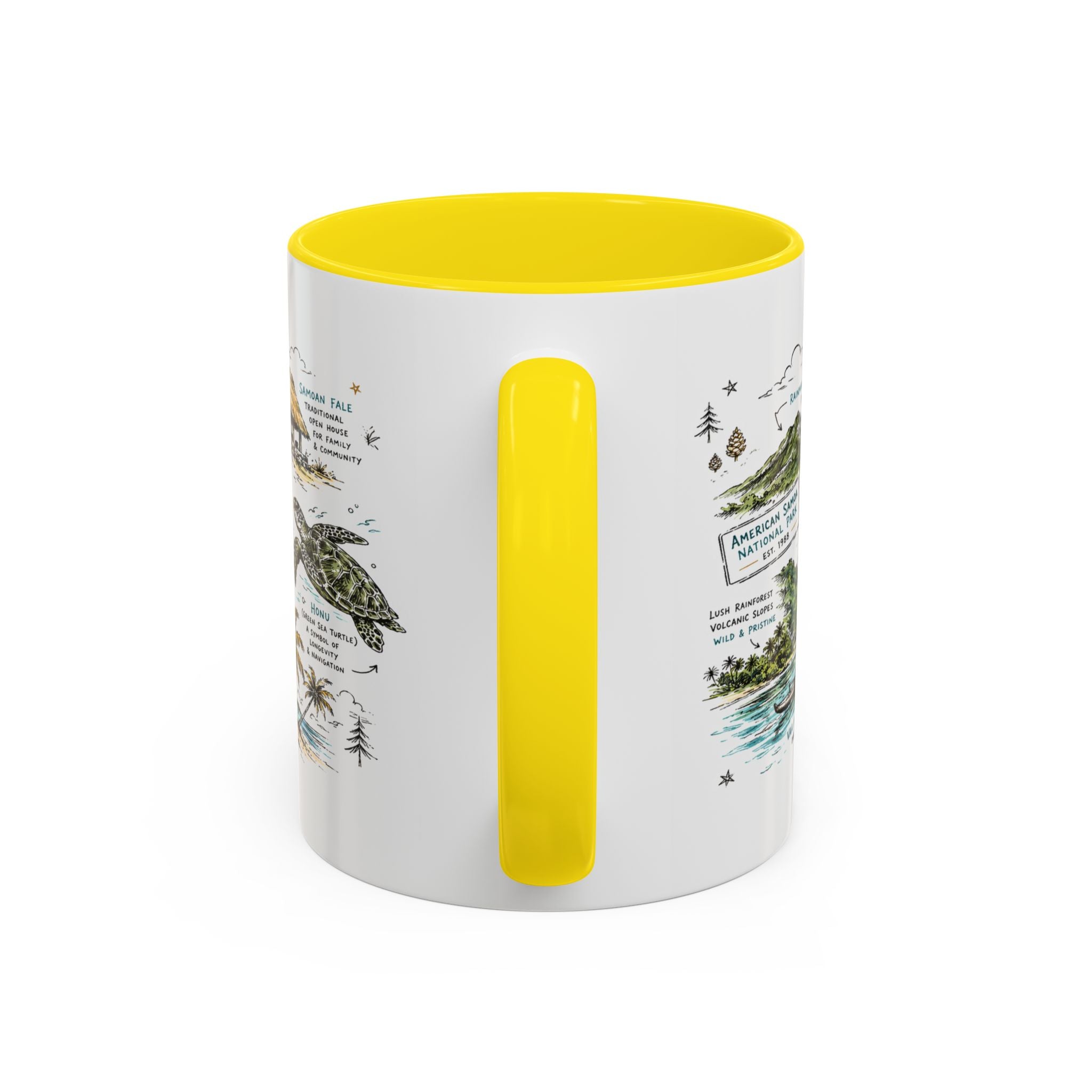 American Samoa National Park Coffee Mug | Pacific Island Rainforest Reef Gift | Accent Color Ceramic 11oz 15oz