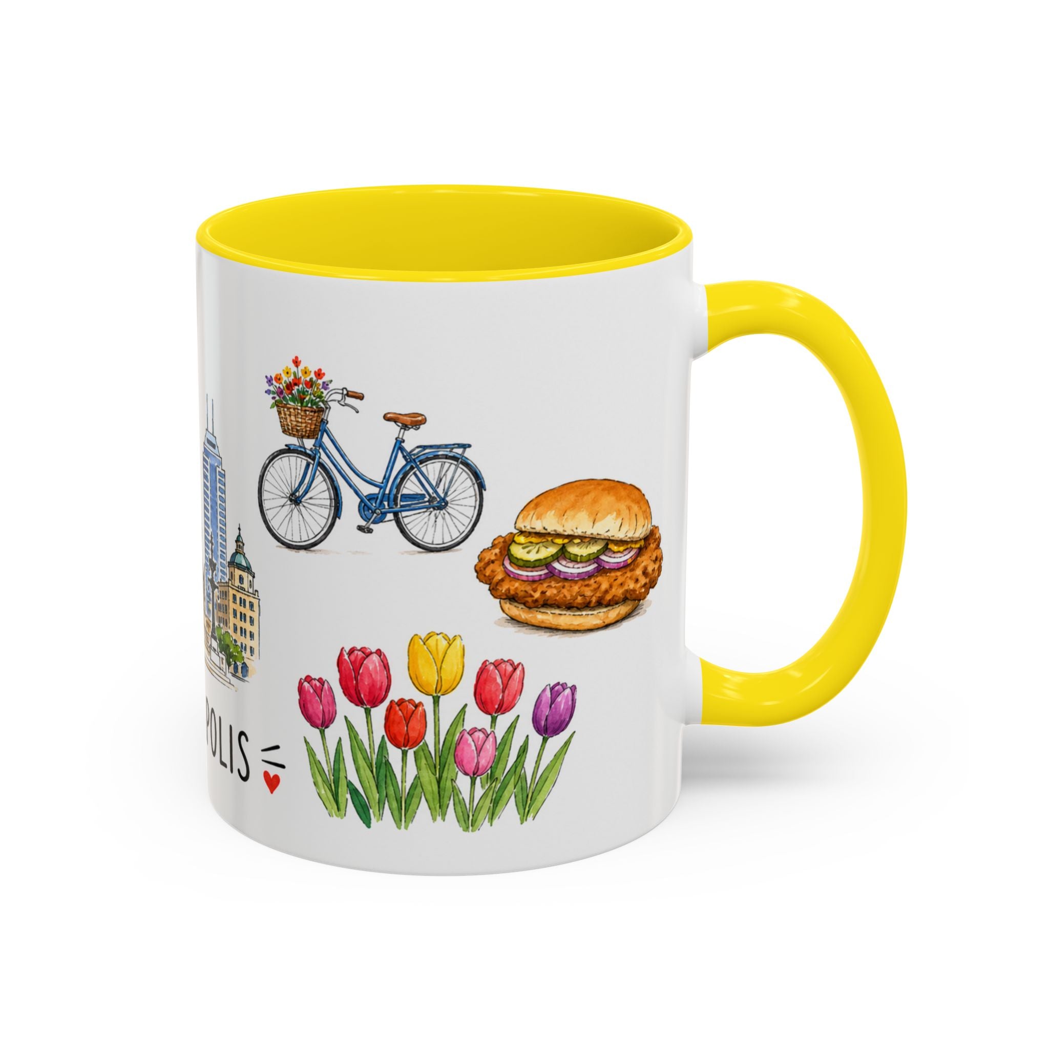 Indianapolis Illustrated Travel Mug | City Souvenir Accent Coffee Mug | 11oz 15oz Ceramic Cup
