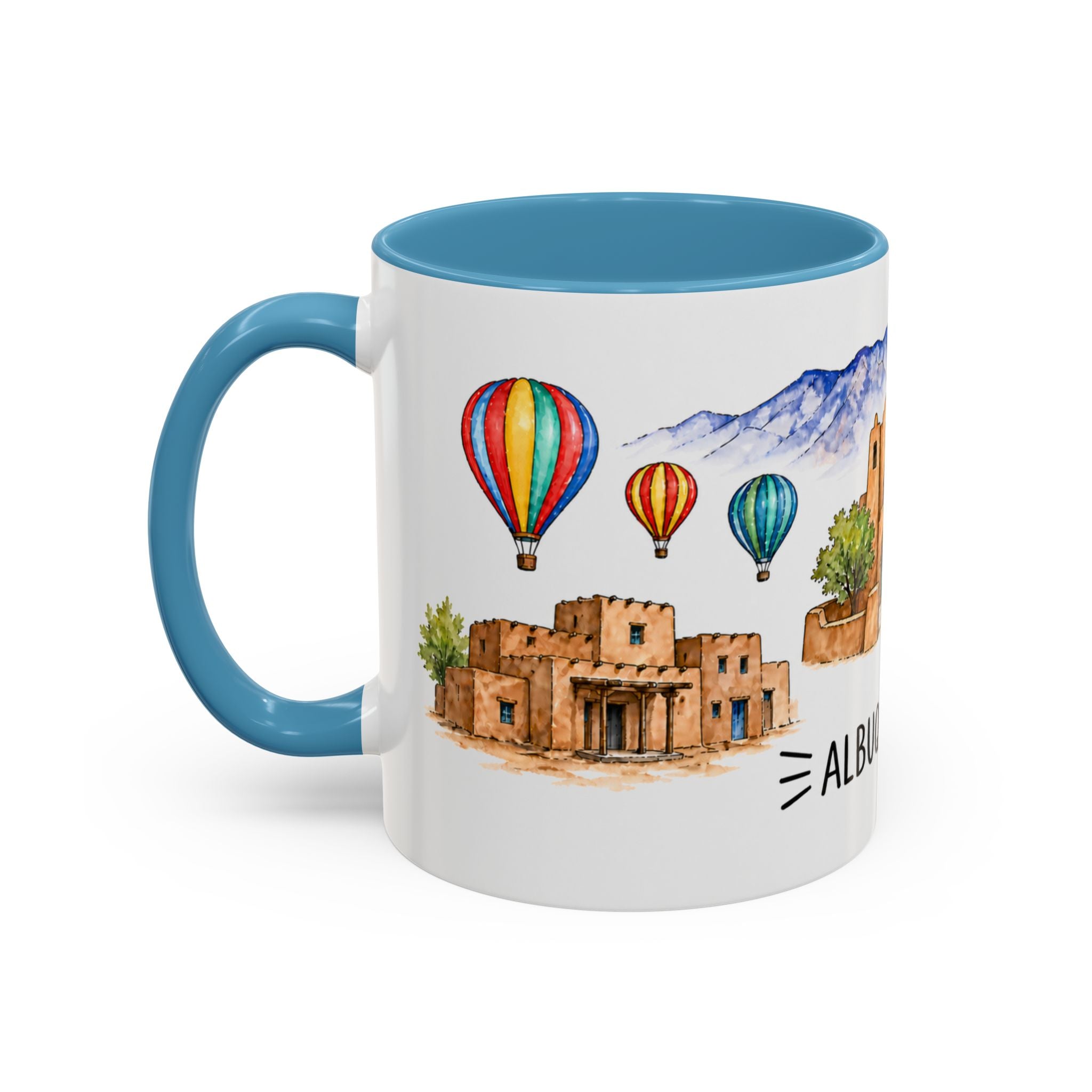 Albuquerque Illustrated Travel Mug | City Souvenir Accent Coffee Mug | 11oz 15oz Ceramic Cup