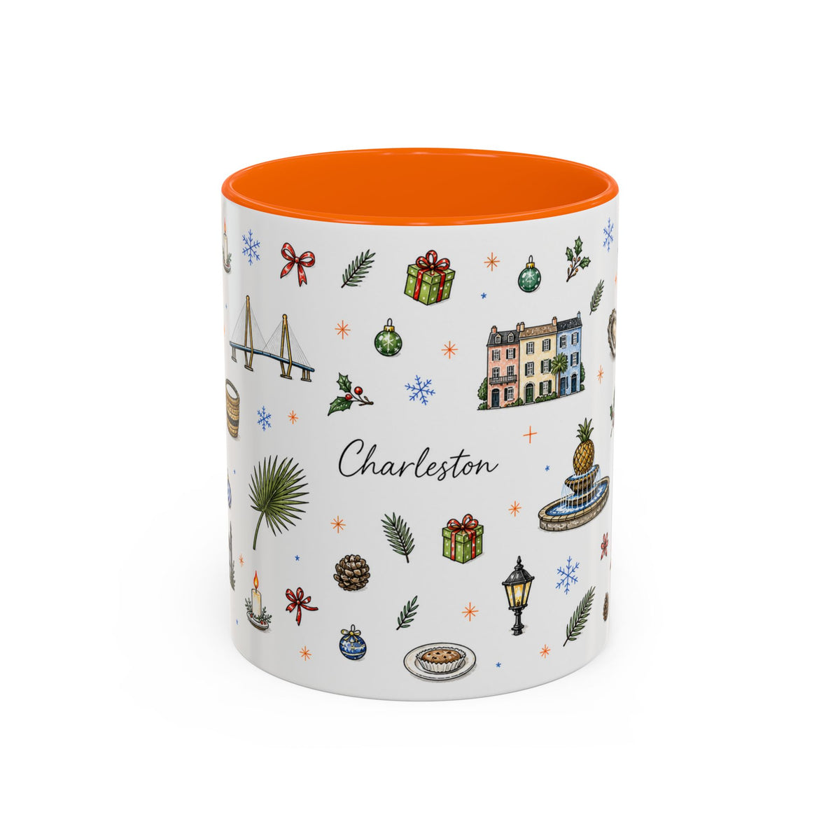 Charleston Christmas Mug | Watercolor City Souvenir, Holiday Travel Gift (11oz/15oz)