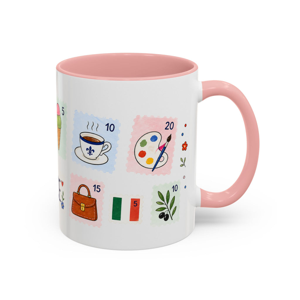 Florence Coffee Mug | Postage Stamp Collage Mug | Travel Souvenir Accent Cup 11oz 15oz