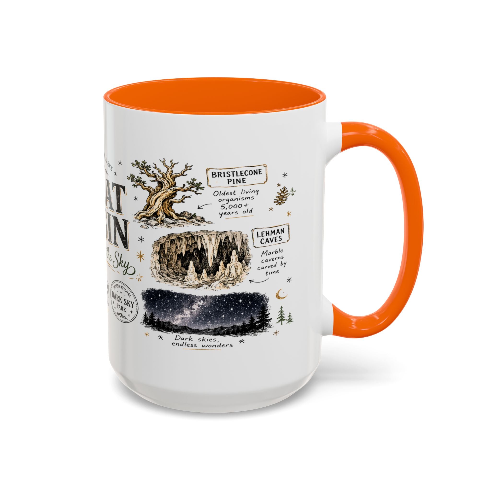 Great Basin National Park Coffee Mug | Nevada Desert Stargazing Hiking Gift | Accent Color Ceramic 11oz 15oz