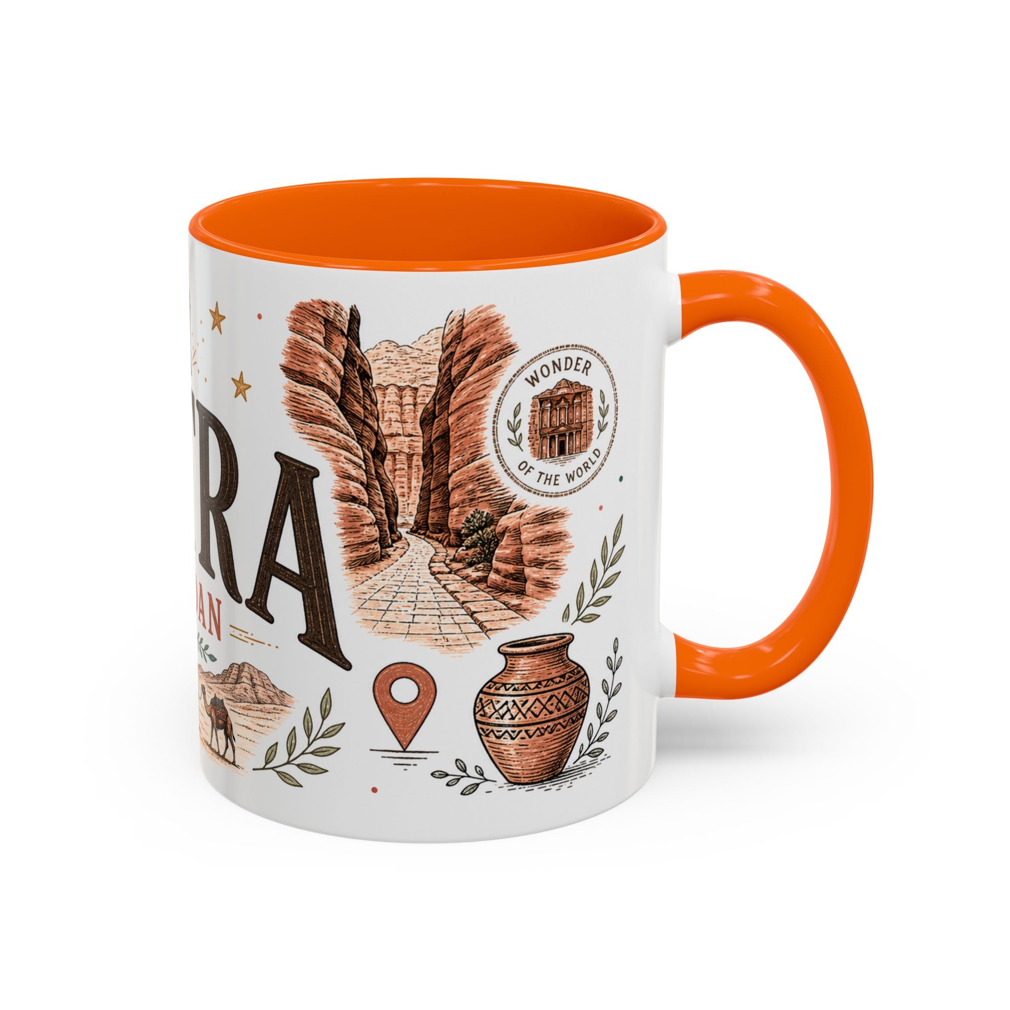 Petra Coffee Mug | Travel Destination Souvenir Gift | Accent Color Ceramic 11oz 15oz