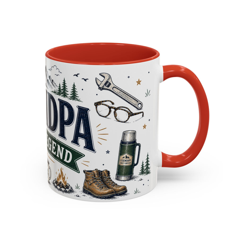 Grandpa The Legend Coffee Mug | Gift From Grandkids | Accent Color Ceramic 11oz 15oz
