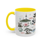 Seoul Coffee Mug | Korea Souvenir Travel Gift | Accent Color Ceramic 11oz 15oz