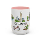 Columbus Illustrated Travel Mug | City Souvenir Accent Coffee Mug | 11oz 15oz Ceramic Cup