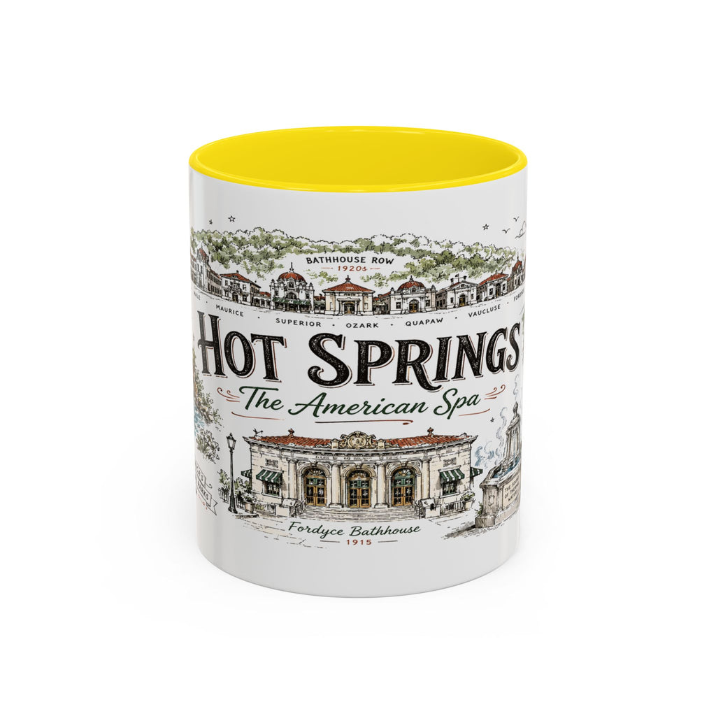 Hot Springs National Park Coffee Mug | Arkansas Thermal Spring Spa Gift | Accent Color Ceramic 11oz 15oz