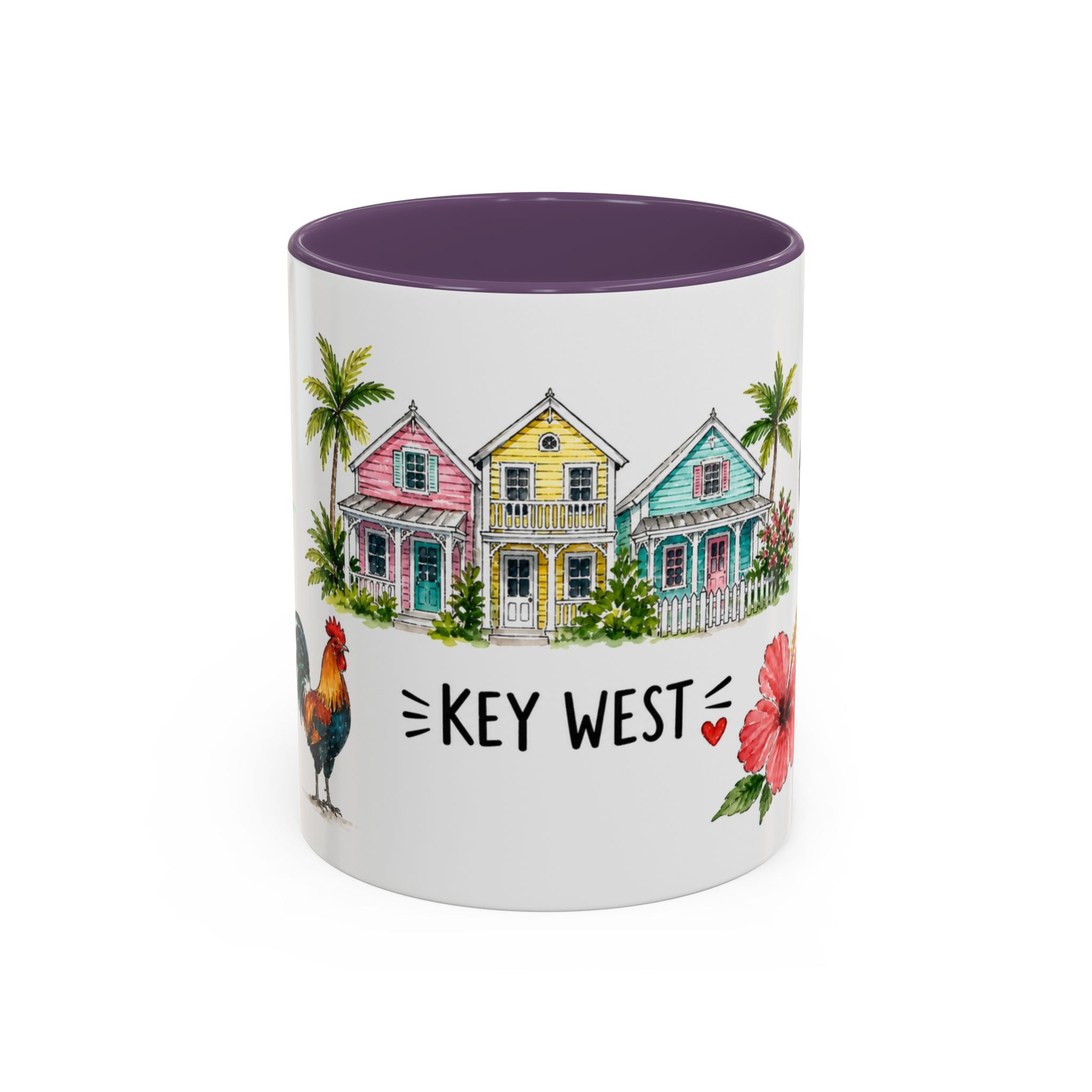 Key West Illustrated Travel Mug | City Souvenir Accent Coffee Mug | 11oz 15oz Ceramic Cup