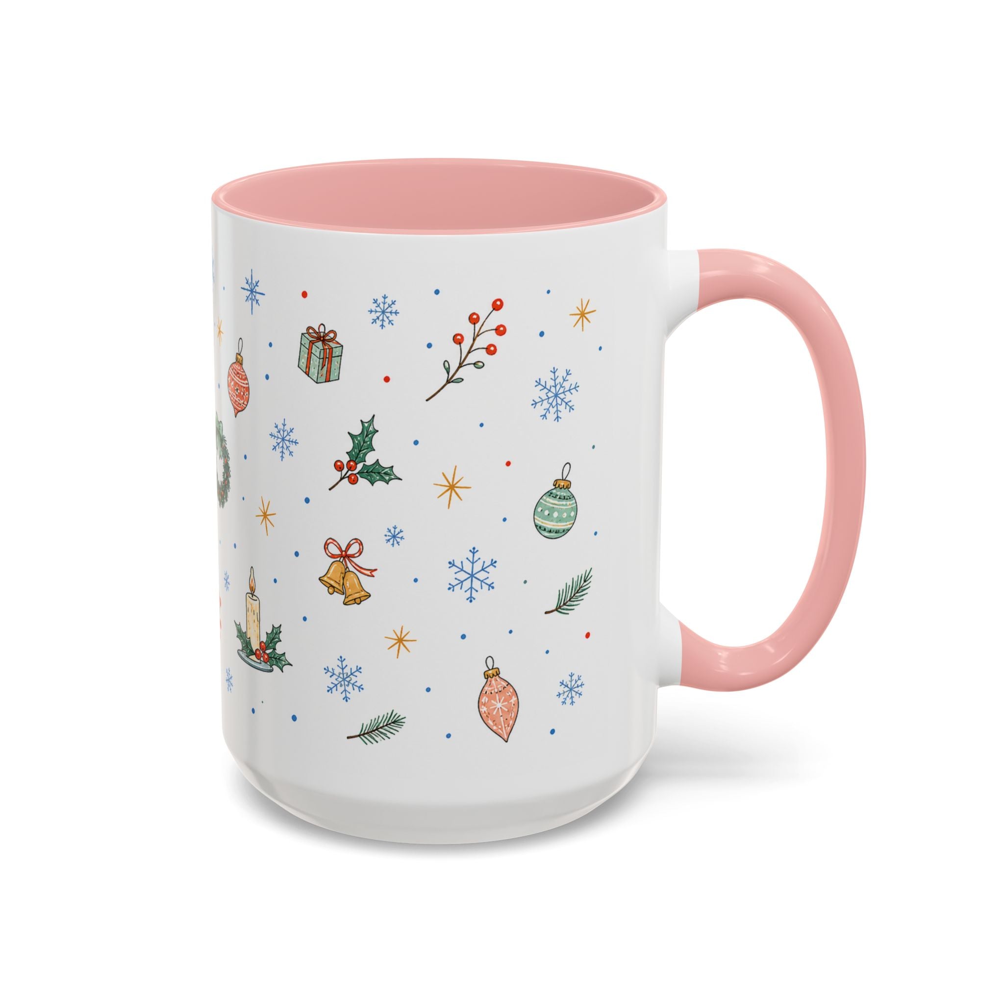 Christmas Ornament Mug | Snowflake Watercolor Holiday Gift | Accent Cup 11oz 15oz