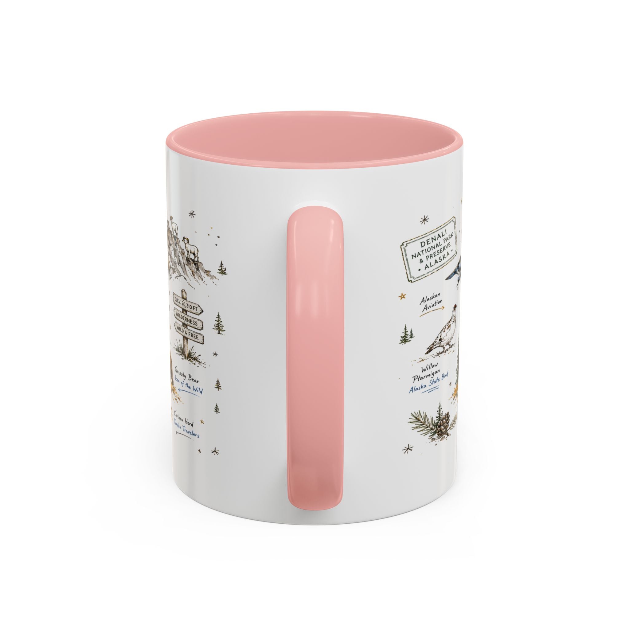 Denali National Park Coffee Mug | Alaska National Park Hiking Gift | Accent Color Ceramic 11oz 15oz