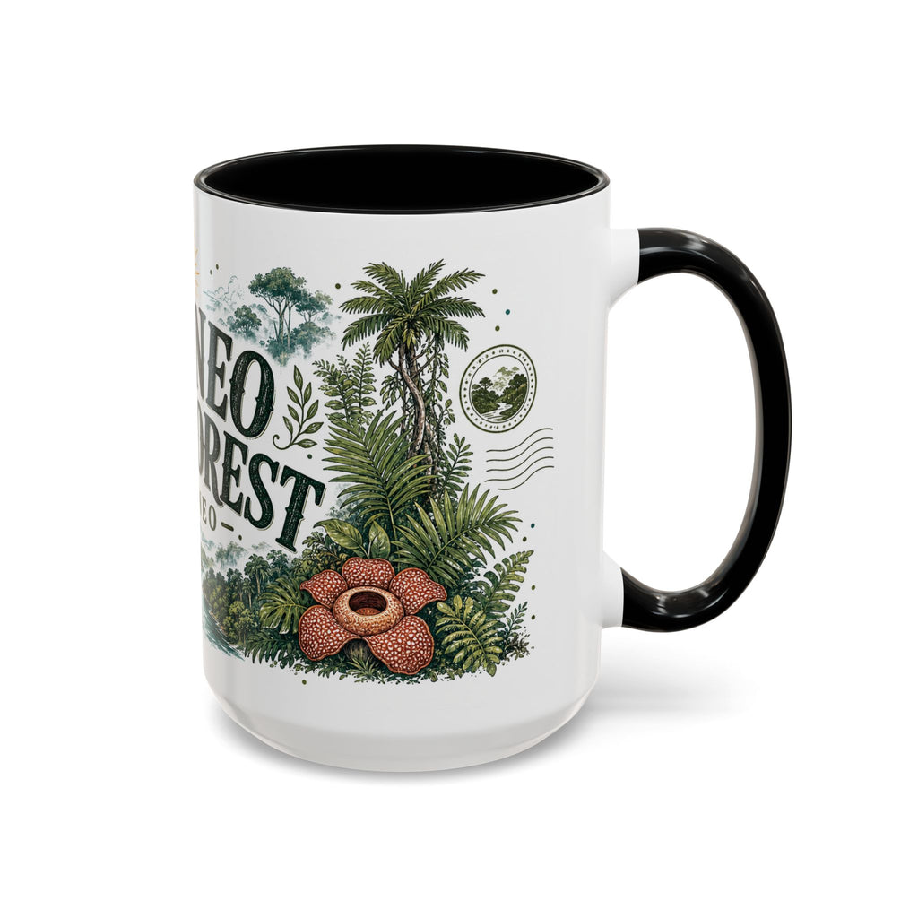 Borneo Rainforest Coffee Mug | Travel Destination Souvenir Gift | Accent Color Ceramic 11oz 15oz