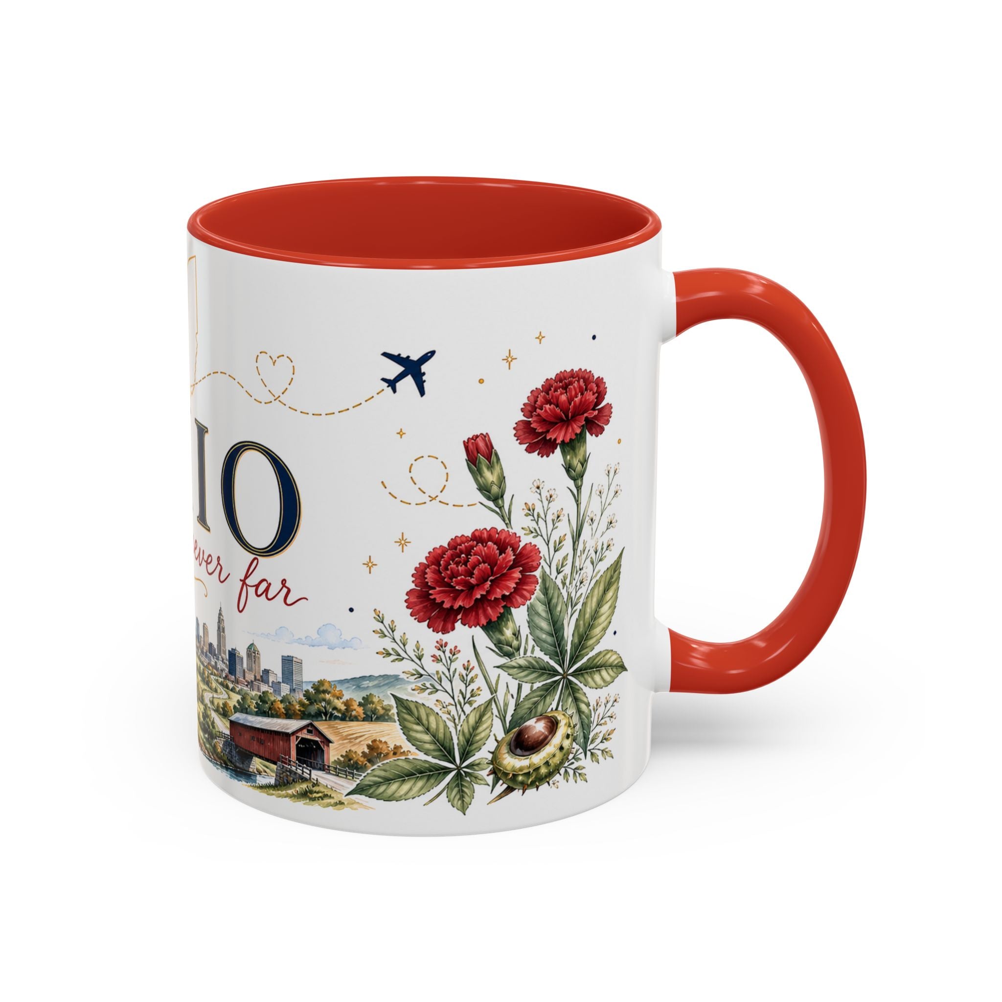 Ohio State Map Mug | Botanical Travel Sketch, Homesick Gift, Long Distance Friendship