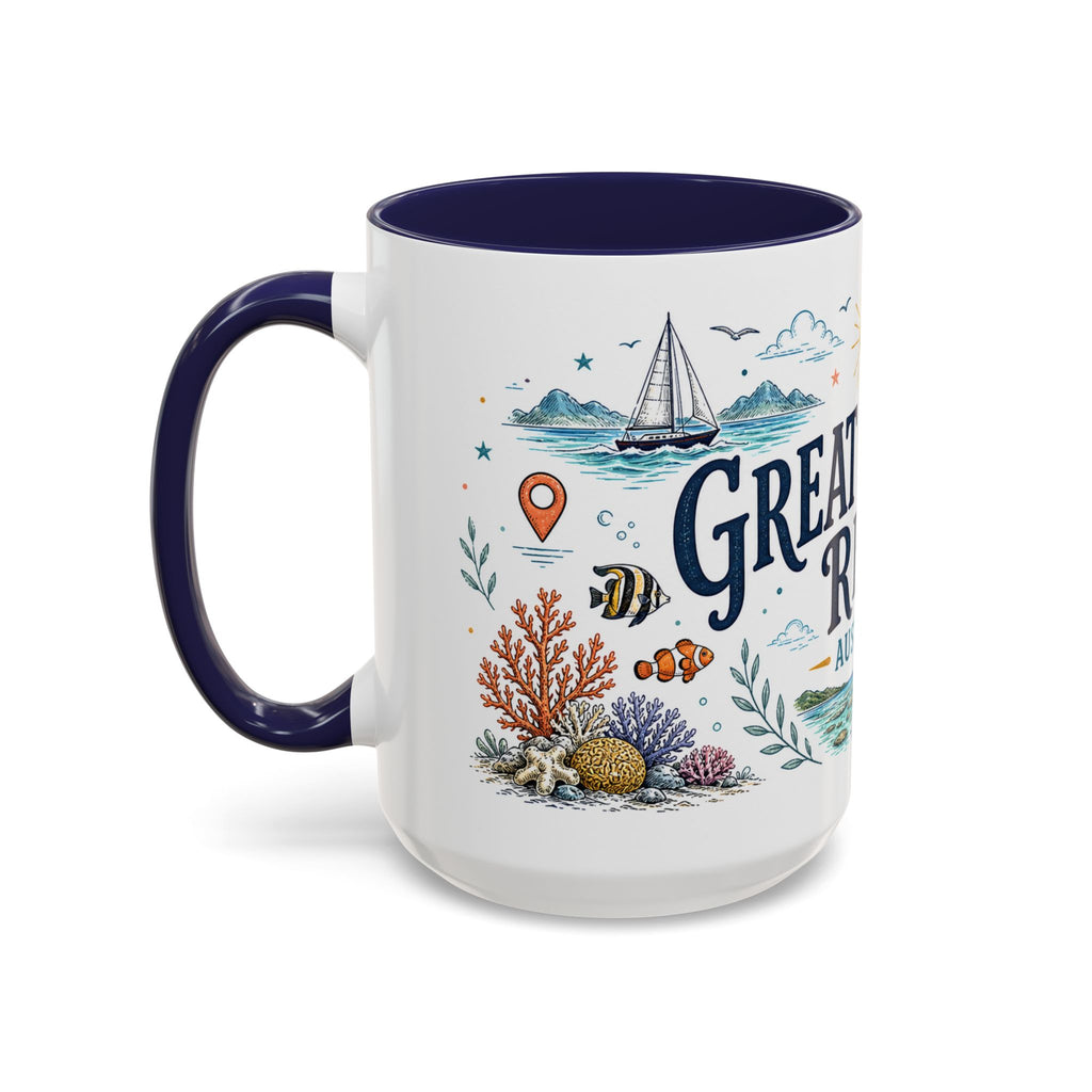 Great Barrier Reef Coffee Mug | Travel Destination Souvenir Gift | Accent Color Ceramic 11oz 15oz