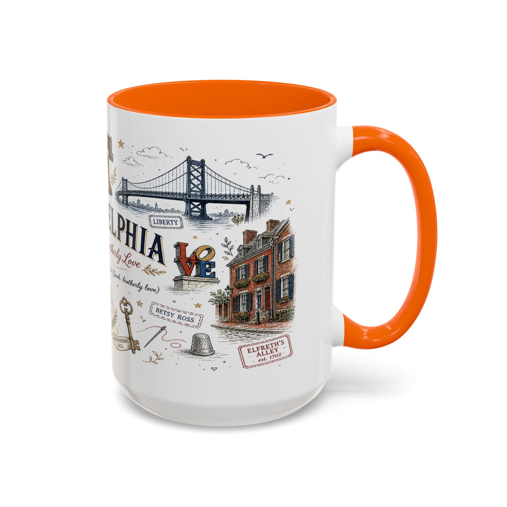 Philadelphia Coffee Mug | Pennsylvania Souvenir City Gift | Accent Color Ceramic 11oz 15oz