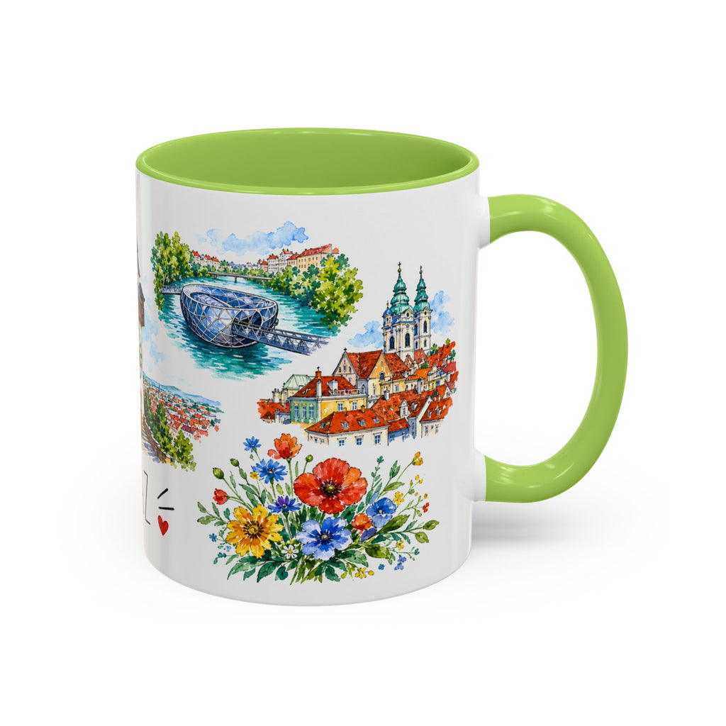 Graz Illustrated Travel Mug | City Souvenir Accent Coffee Mug | 11oz 15oz Ceramic Cup