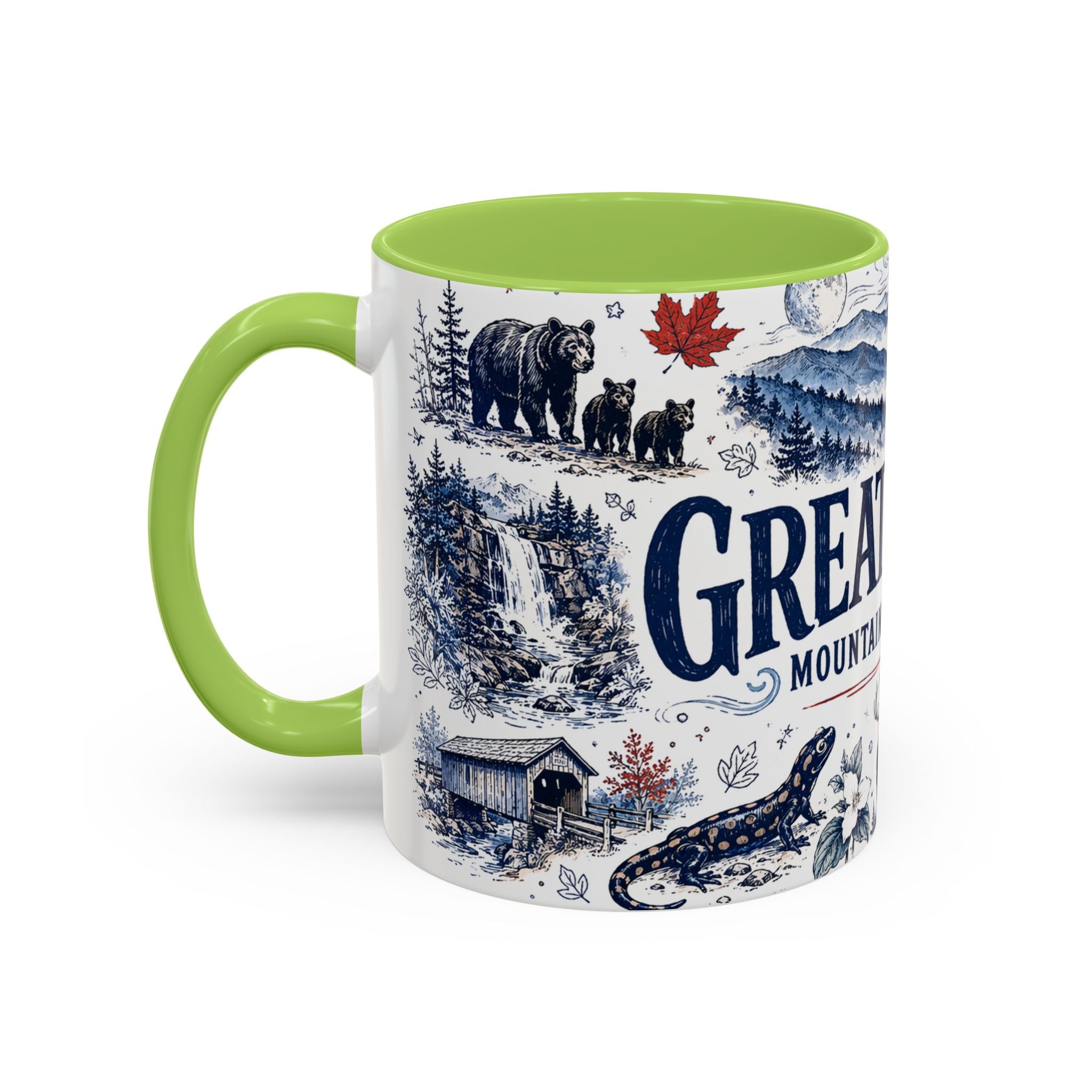 Great Smoky Mountains Coffee Mug | National Park Hiking Gift | Accent Color Ceramic 11oz 15oz