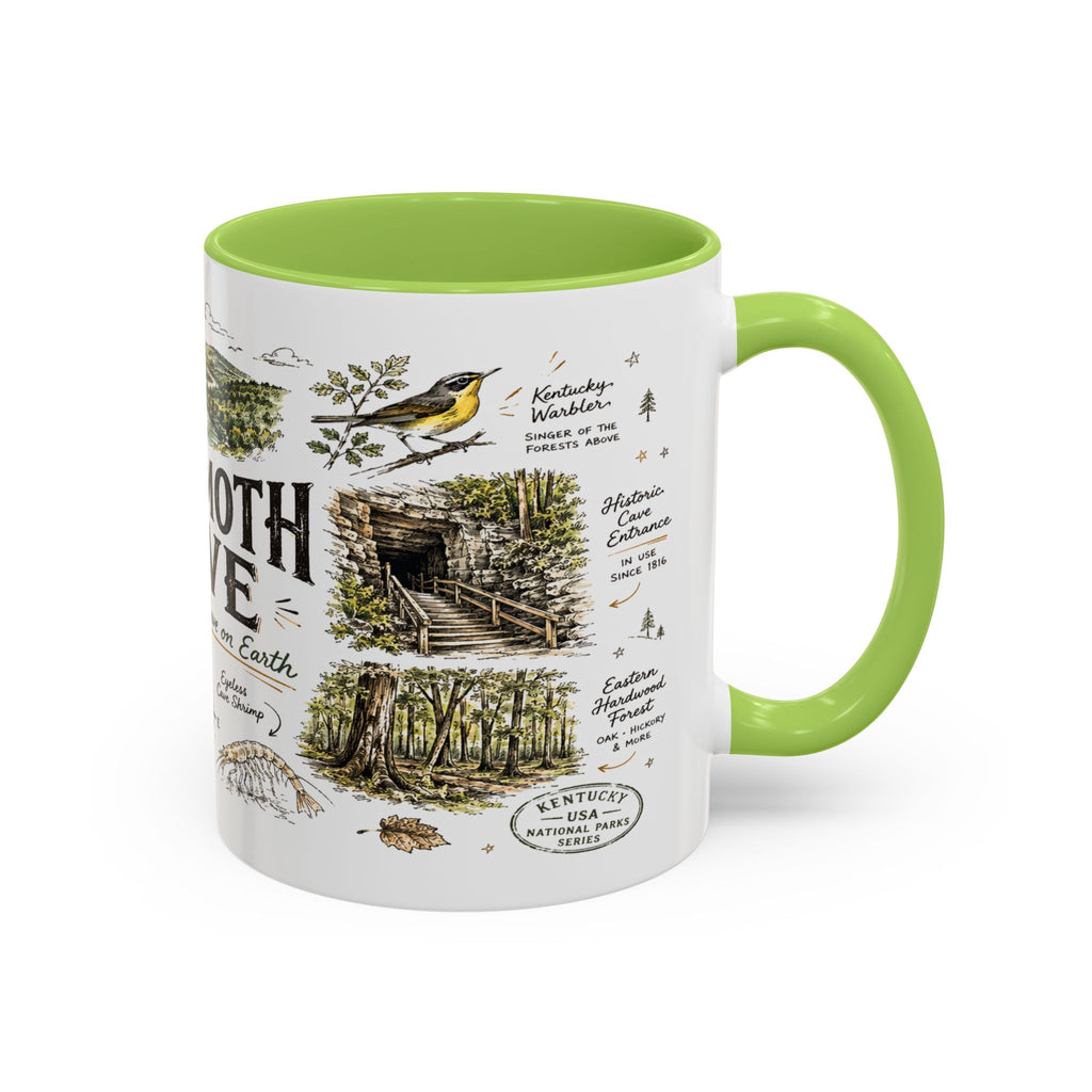 Mammoth Cave National Park Coffee Mug | Kentucky Cave Exploration Hiking Gift | Accent Color Ceramic 11oz 15oz