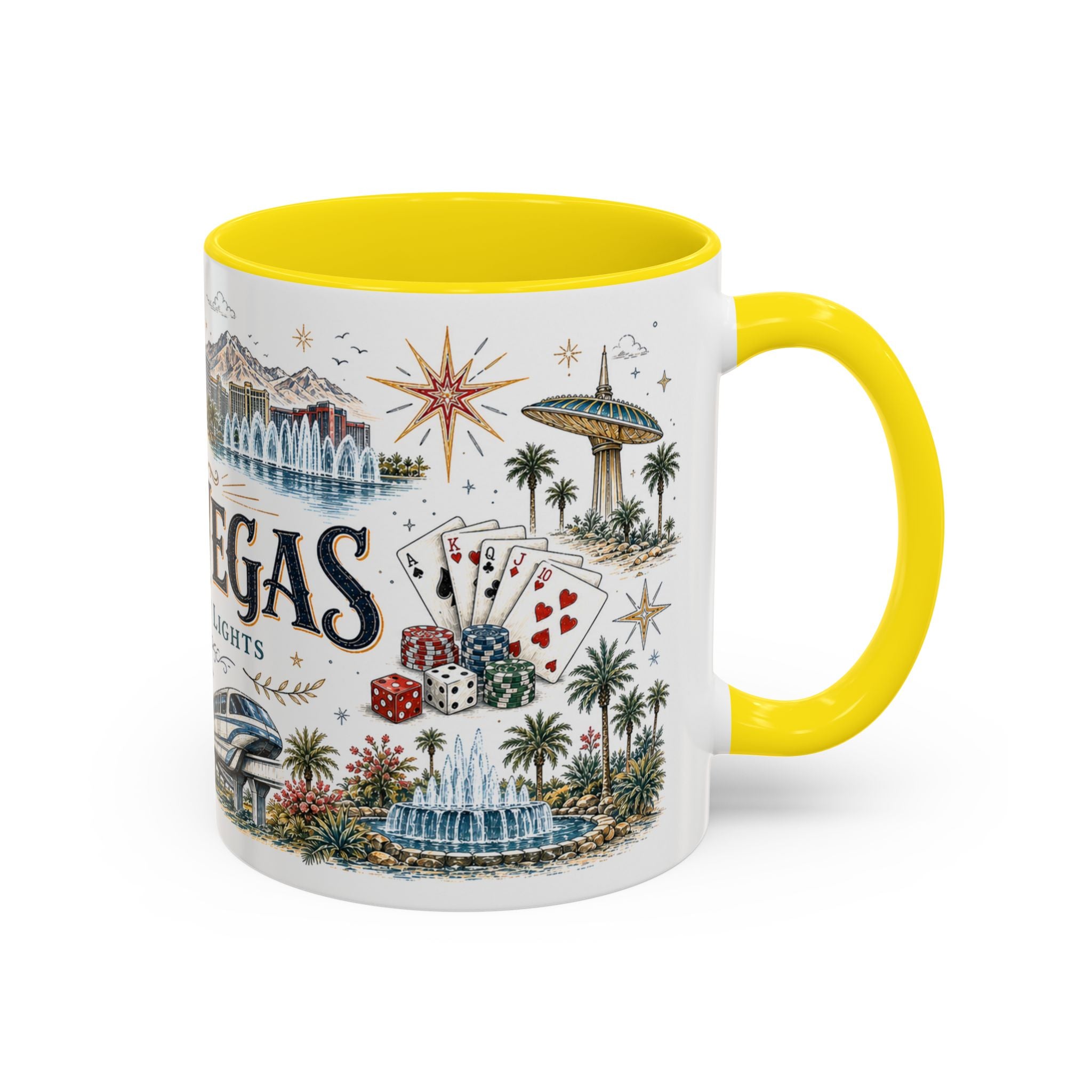 Las Vegas Coffee Mug | United States Travel Souvenir | Vintage Illustrated City Gift | 11 oz 15 oz Accent Mug
