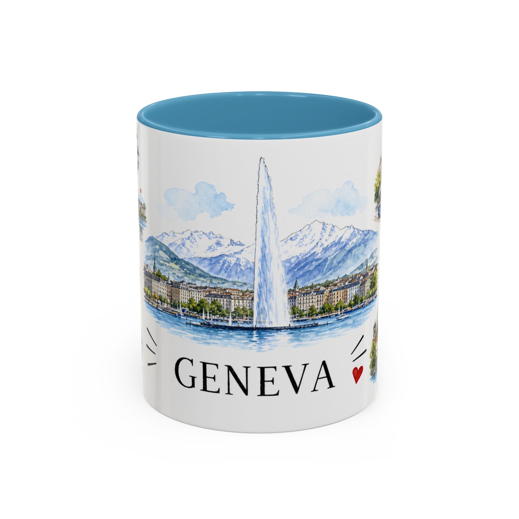 Geneva Illustrated Travel Mug | City Souvenir Accent Coffee Mug | 11oz 15oz Ceramic Cup