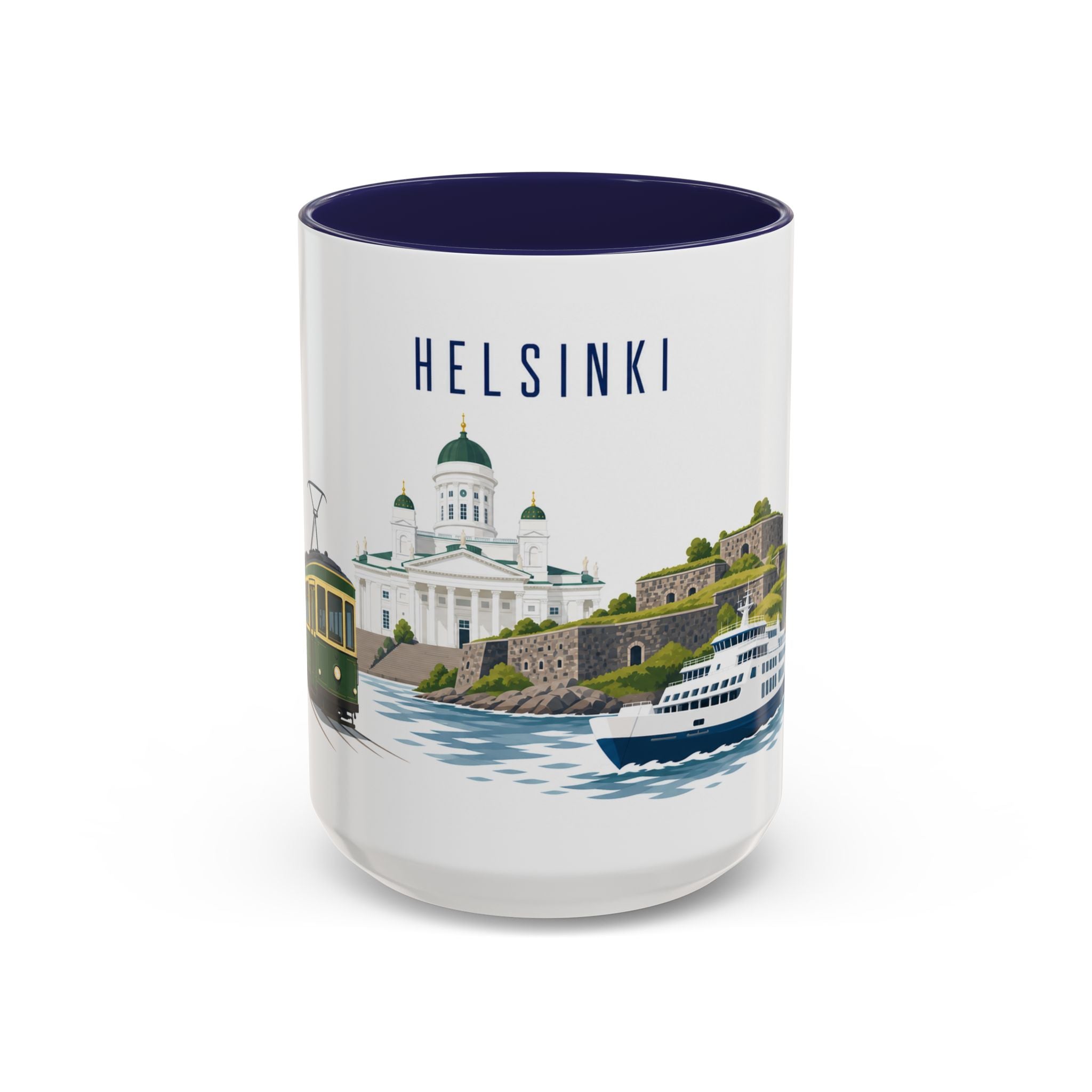 Helsinki Coffee Mug | Finland Travel Souvenir | Porcelain Decal City Gift | 11oz 15oz Accent Mug