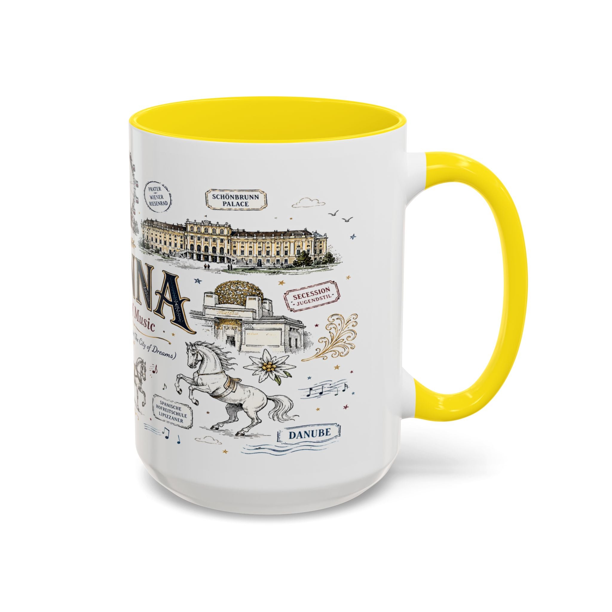 Vienna Coffee Mug | Austria Souvenir Travel Gift | Accent Color Ceramic 11oz 15oz