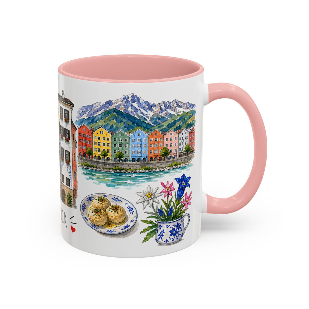 Innsbruck Illustrated Travel Mug | City Souvenir Accent Coffee Mug | 11oz 15oz Ceramic Cup