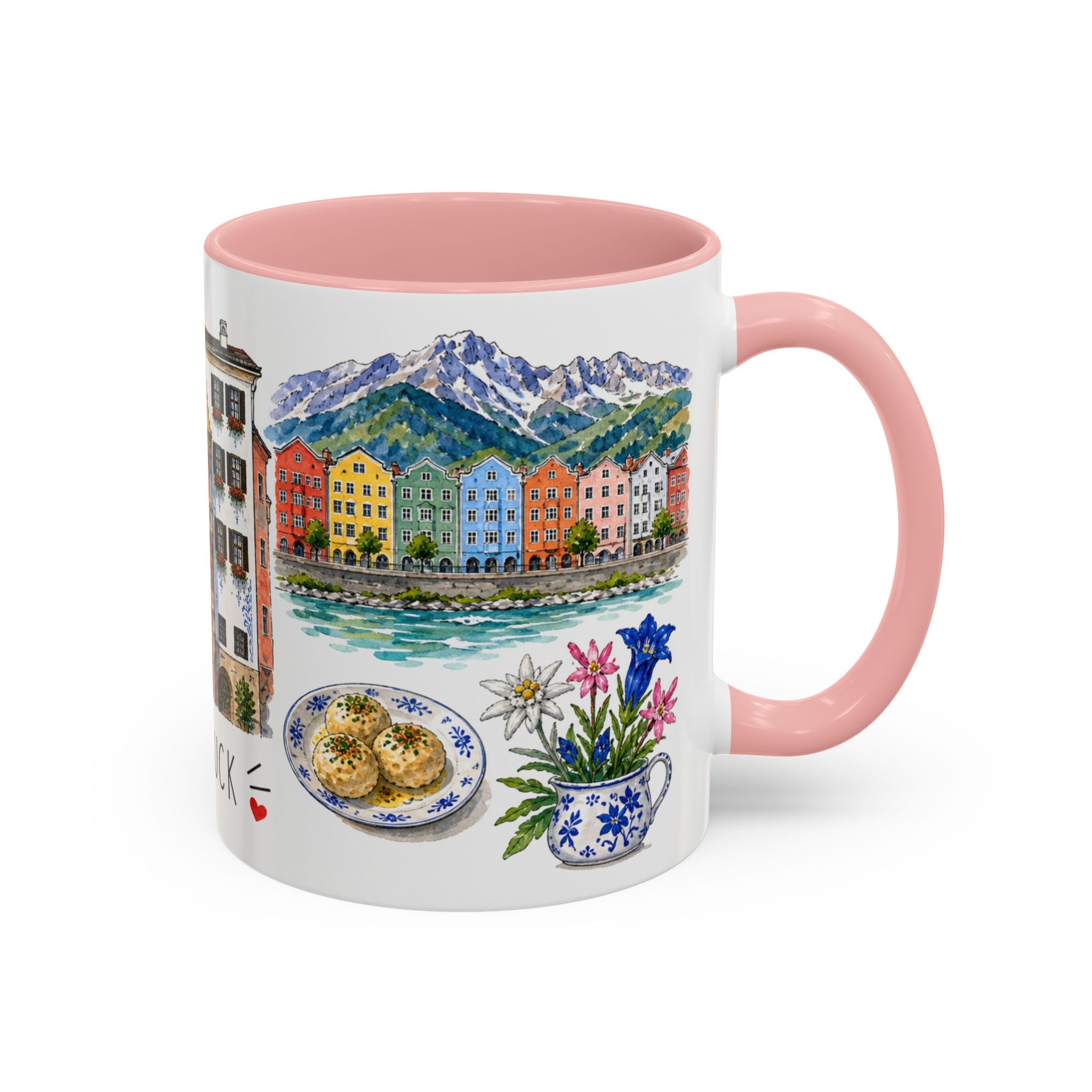 Innsbruck Illustrated Travel Mug | City Souvenir Accent Coffee Mug | 11oz 15oz Ceramic Cup