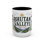 Bhutan Valleys Coffee Mug | Travel Destination Souvenir Gift | Accent Color Ceramic 11oz 15oz