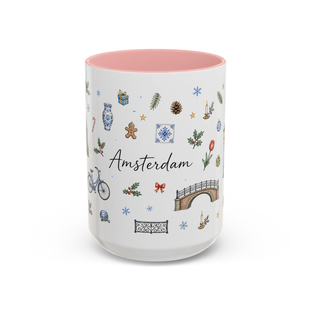Amsterdam Christmas Watercolor Mug | Festive City Souvenir Coffee Cup