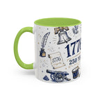 America 250 Coffee Mug | 1776-2026 Patriotic 4th of July Gift | Accent Color Ceramic 11oz 15oz