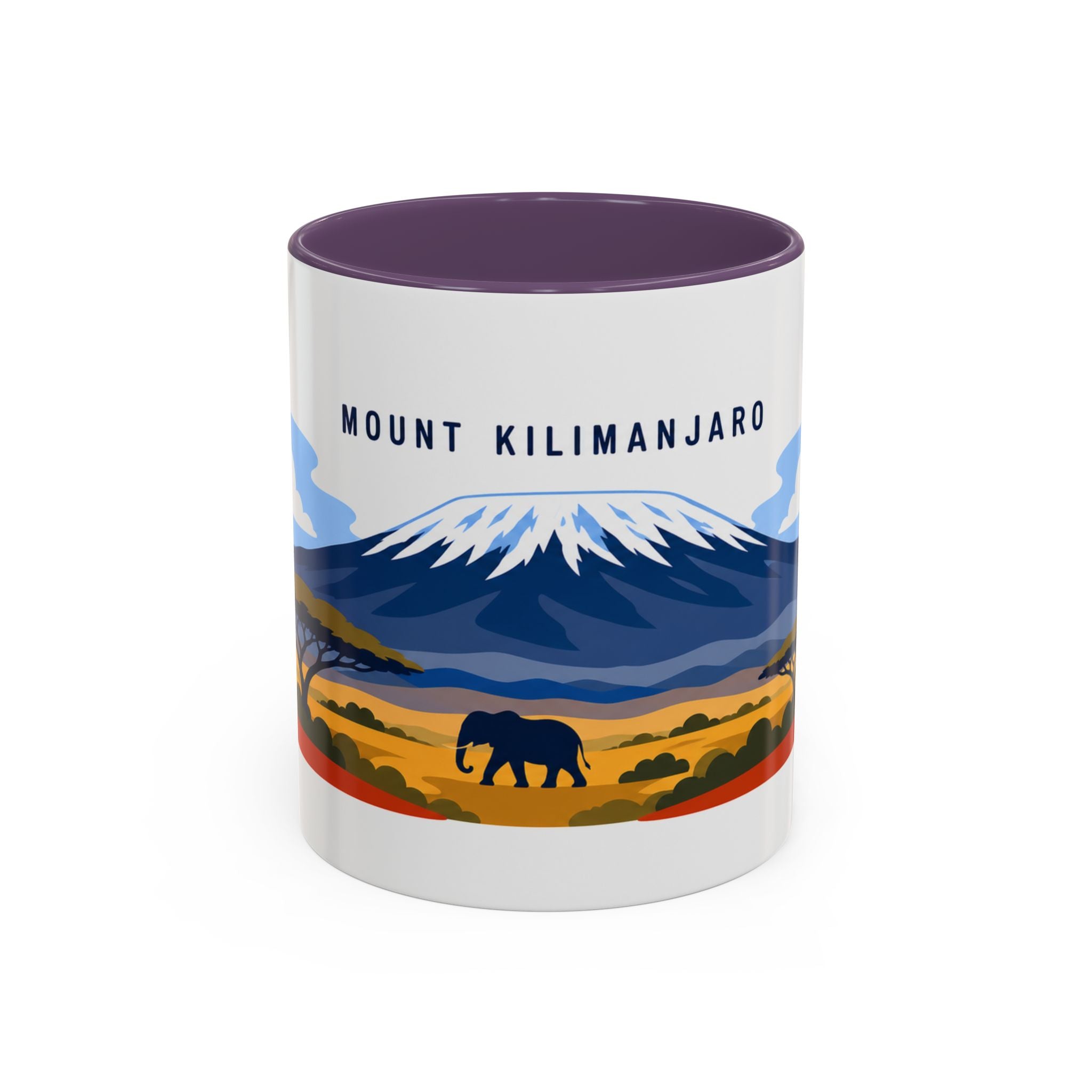 Mount Kilimanjaro Coffee Mug | Travel Destination Souvenir Gift | Accent Color Ceramic 11oz 15oz