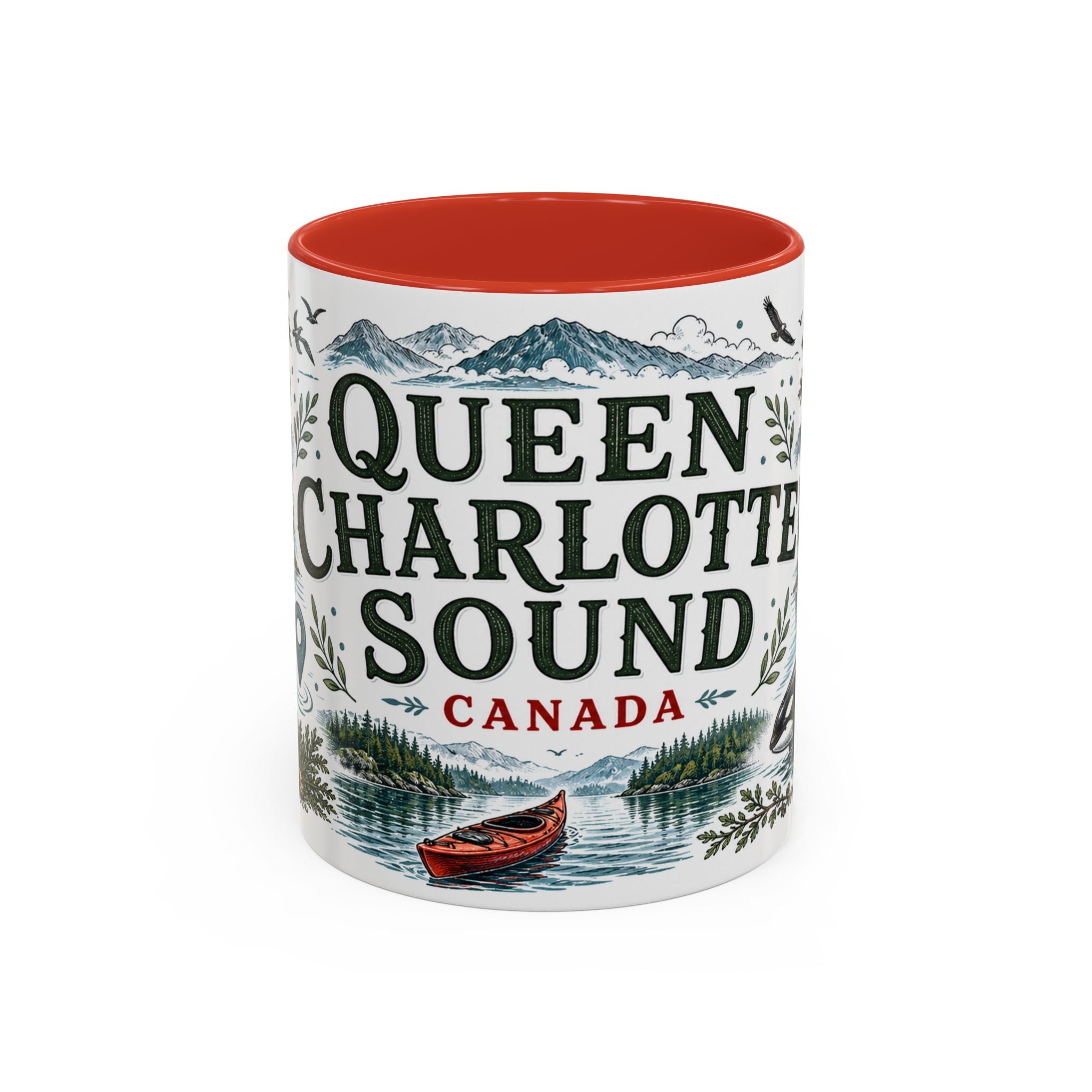 Queen Charlotte Sound Coffee Mug | Travel Destination Souvenir Gift | Accent Color Ceramic 11oz 15oz