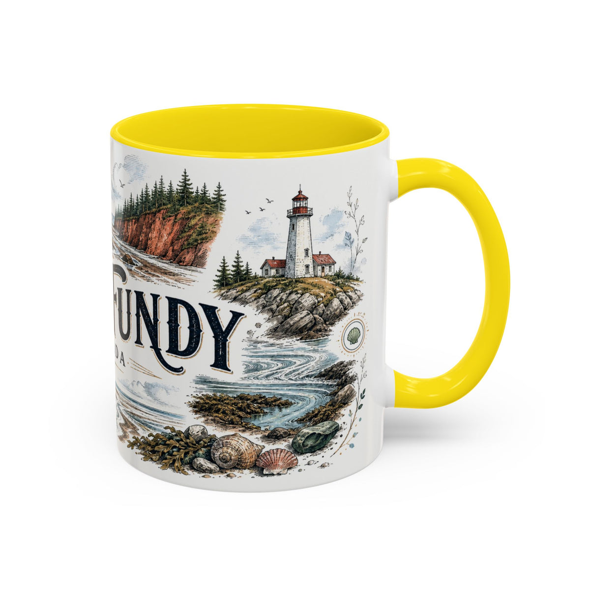 Bay of Fundy Mug, Canada Travel Souvenir, Bucket List Gift, Accent Ceramic Coffee Mug 11oz 15oz
