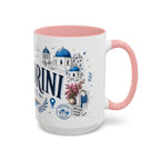 Santorini Coffee Mug | Travel Destination Souvenir Gift | Accent Color Ceramic 11oz 15oz