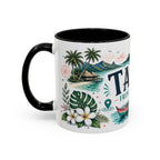 Tahiti Coffee Mug | Travel Destination Souvenir Gift | Accent Color Ceramic 11oz 15oz