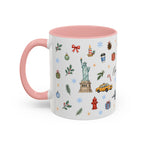 New York City Christmas Mug | Watercolor City Souvenir | Ceramic Coffee Cup