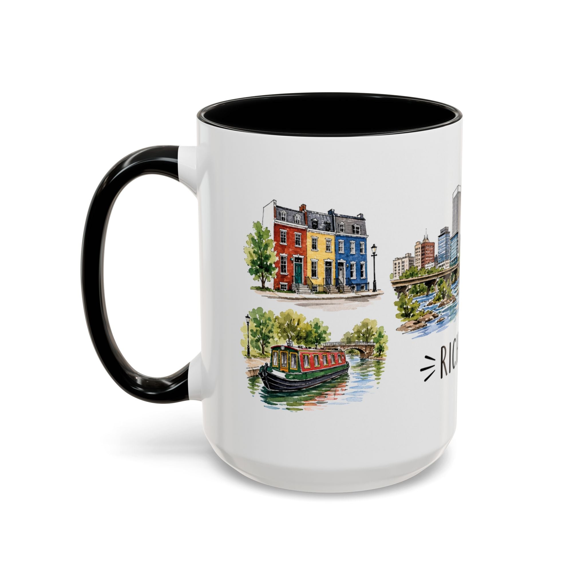 Richmond Illustrated Travel Mug | City Souvenir Accent Coffee Mug | 11oz 15oz Ceramic Cup