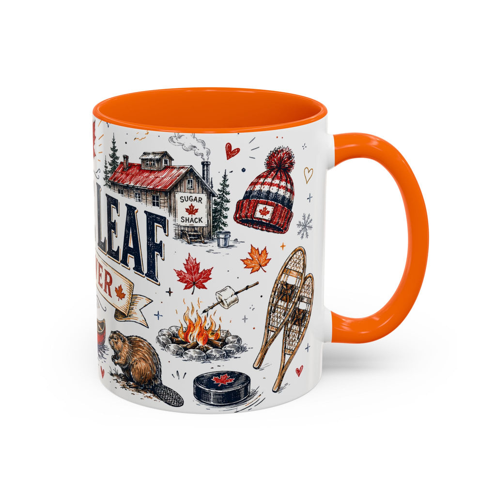 Maple Leaf Forever Coffee Mug | Canadian Pride Gift | Accent Color Ceramic 11oz 15oz