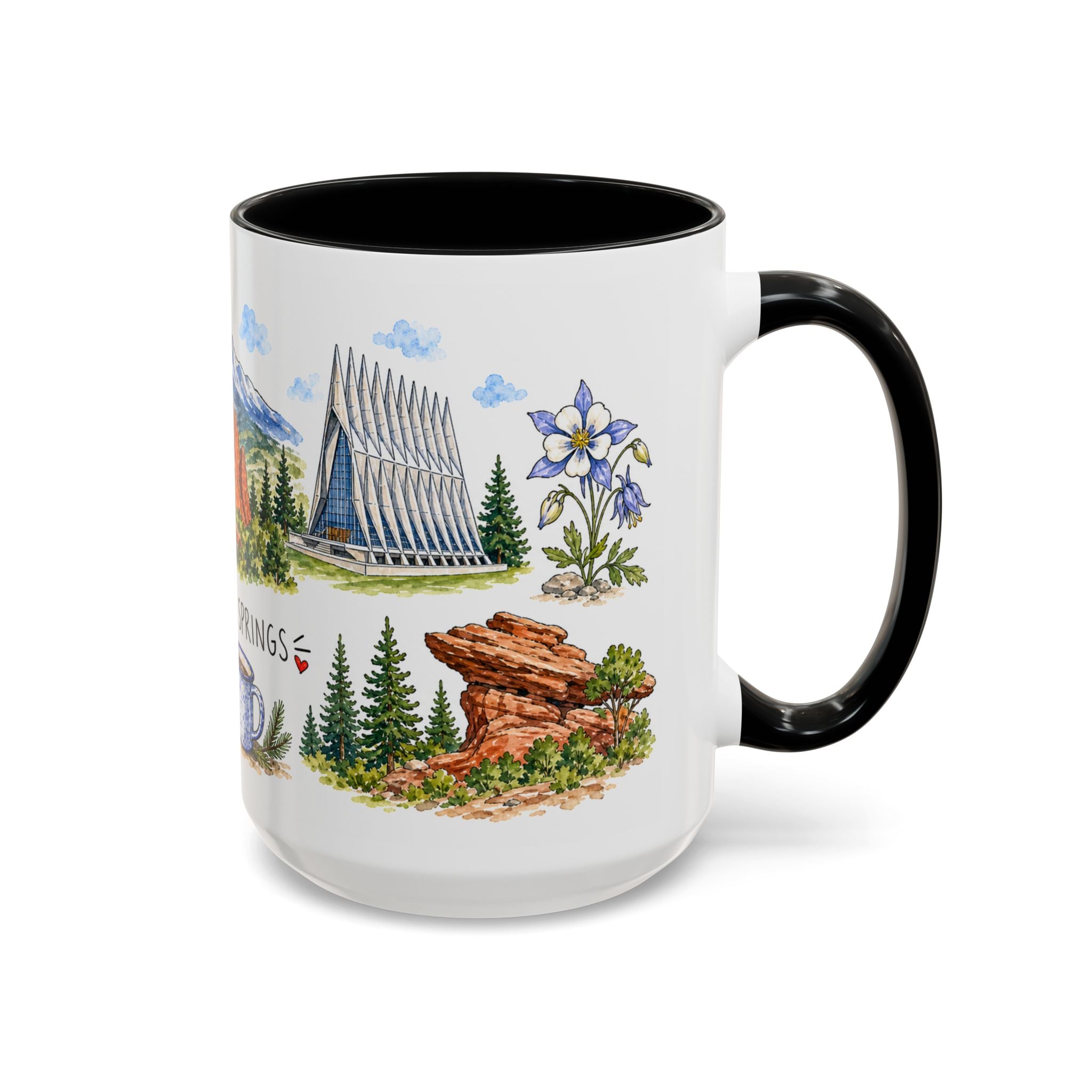 Colorado Springs Illustrated Travel Mug | City Souvenir Accent Coffee Mug | 11oz 15oz Ceramic Cup