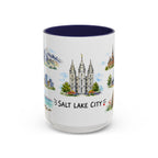 Salt Lake City Illustrated Travel Mug | City Souvenir Accent Coffee Mug | 11oz 15oz Ceramic Cup