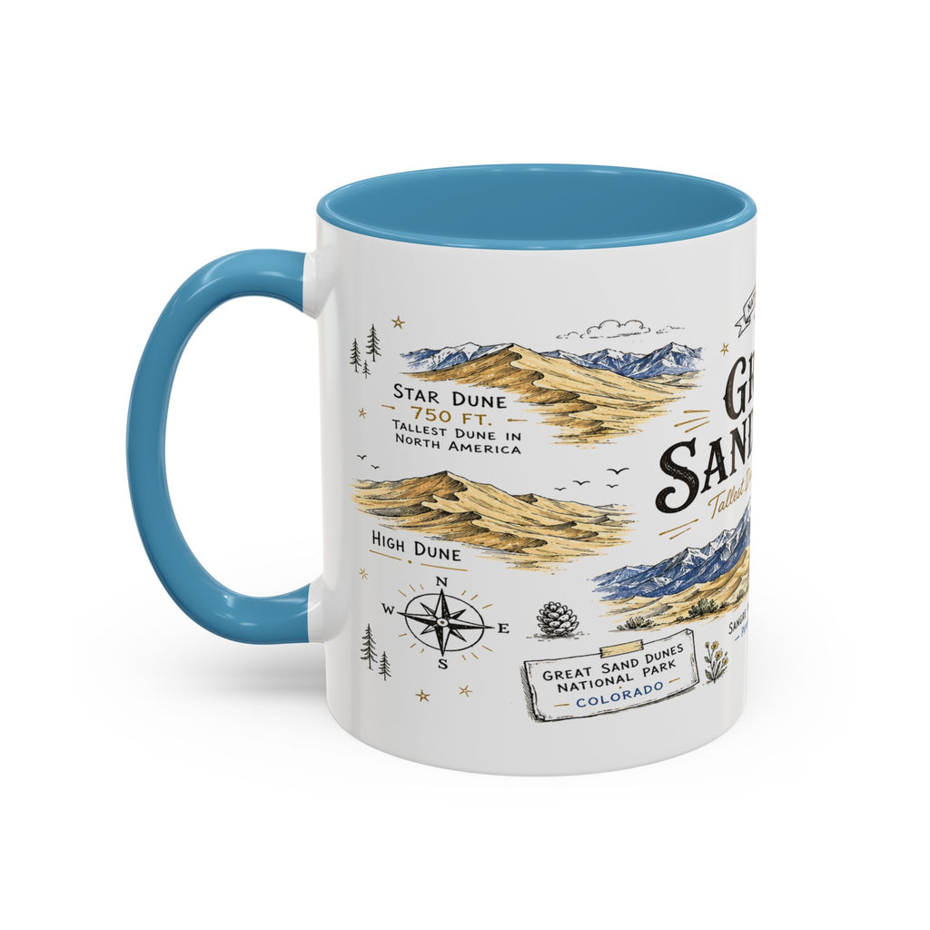 Great Sand Dunes National Park Coffee Mug | Colorado Desert Mountain Dunes Gift | Accent Color Ceramic 11oz 15oz