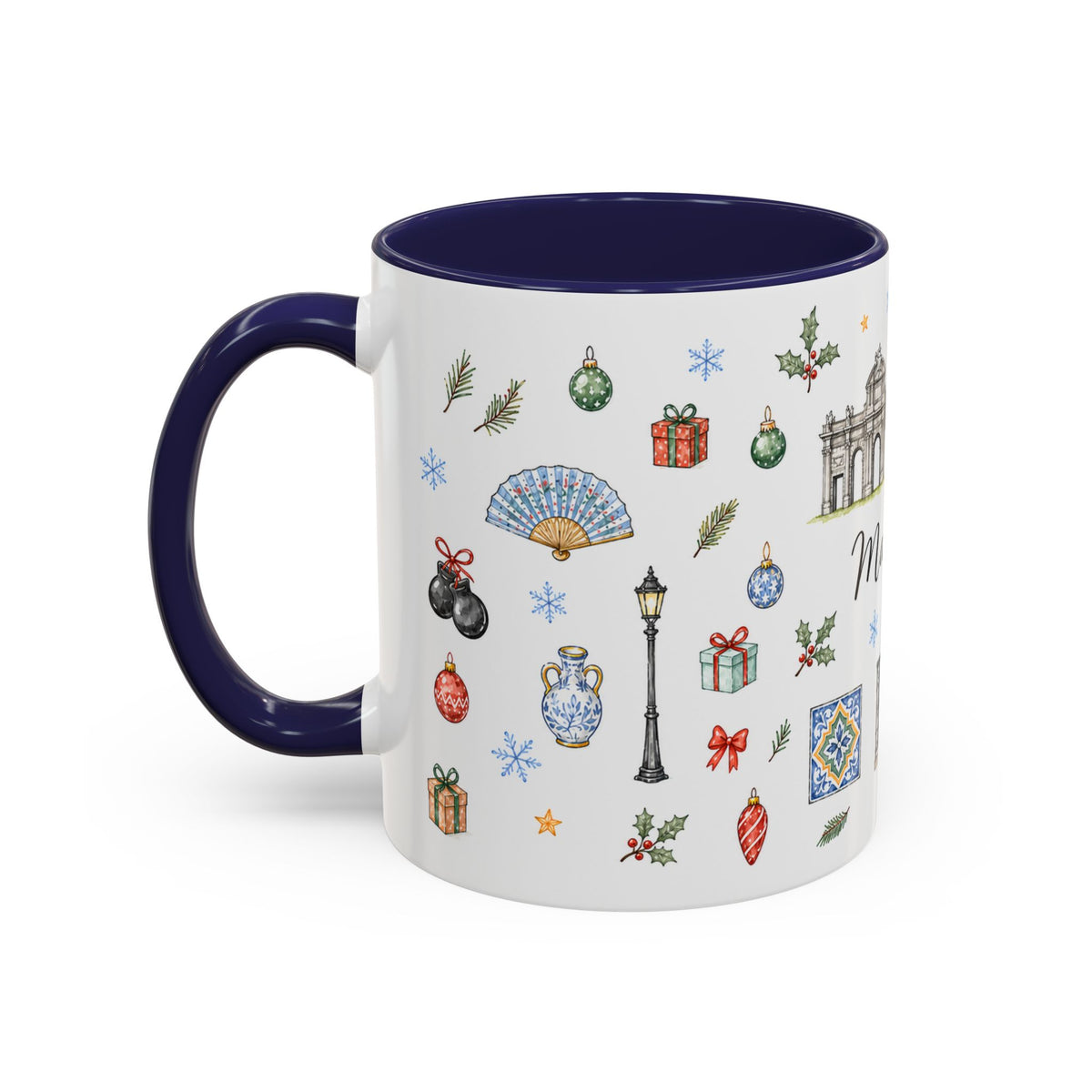 Madrid Christmas Mug | Watercolor City Souvenir, Travel Memories, Ceramic Coffee Cup