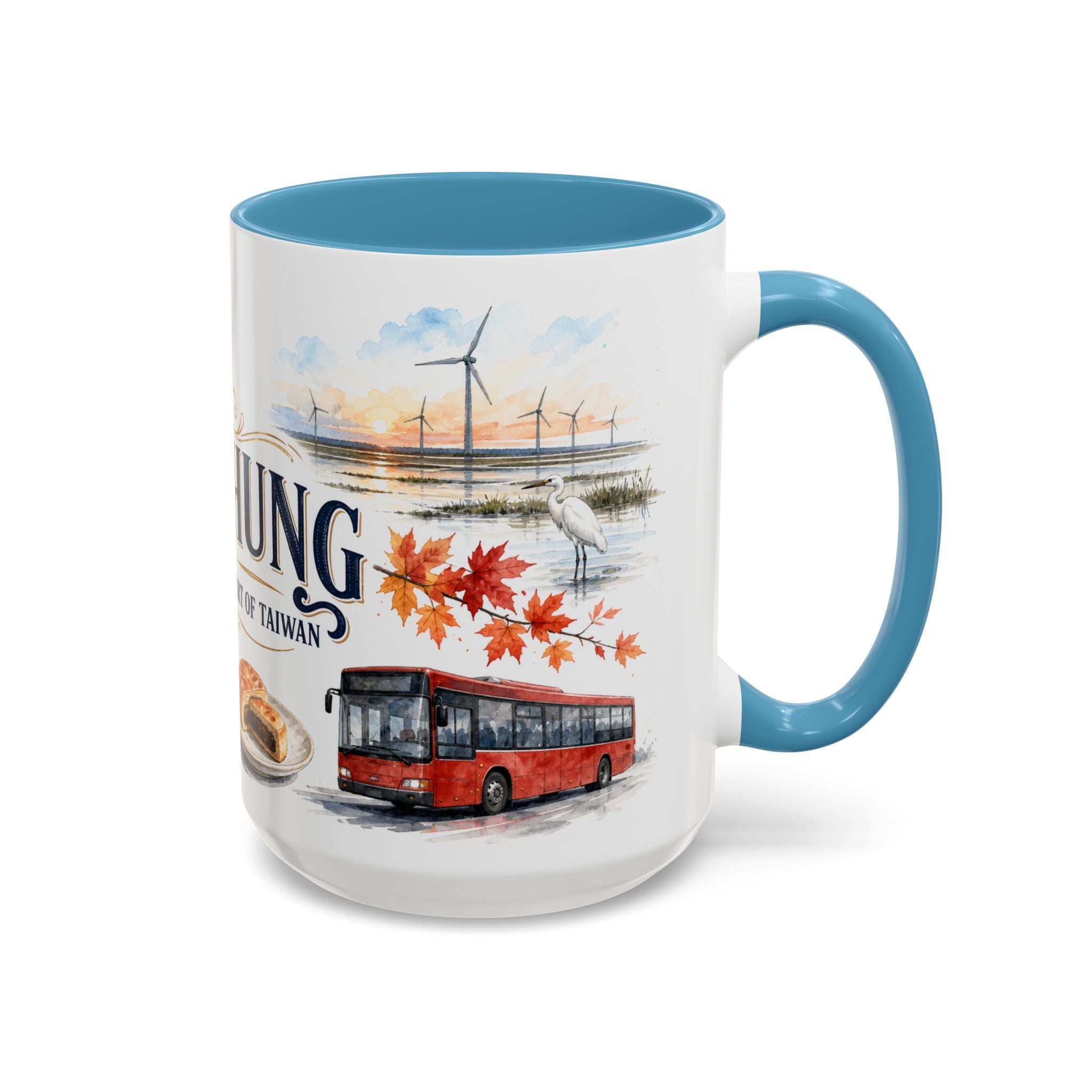Taichung Coffee Mug | Taiwan Travel Souvenir | Vintage Illustrated City Gift | 11 oz 15 oz Accent Mug